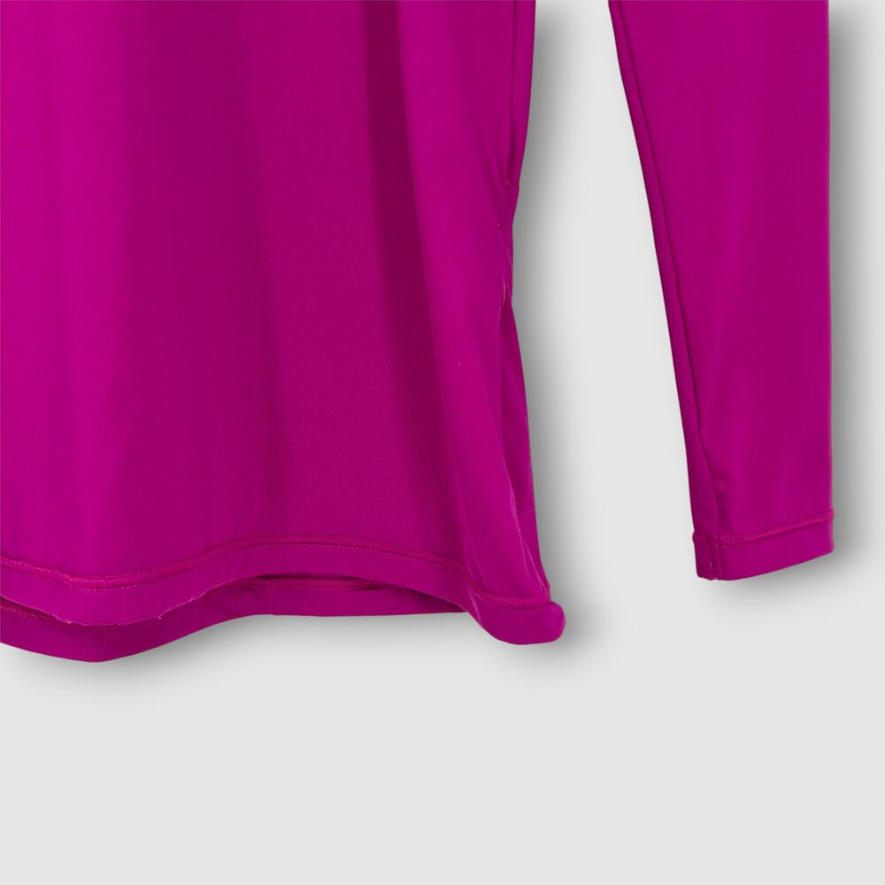 Athleta Magenta Long Sleeve Mock Neck Back Zip Active Top Medium - Picture 3 of 5